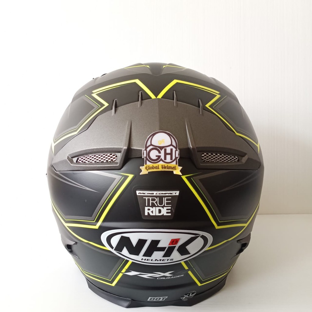 HELM FULL FACE NHK RX9 RX-9 MOTIF HAWK BLACK DOFF YELLOW RX NINE