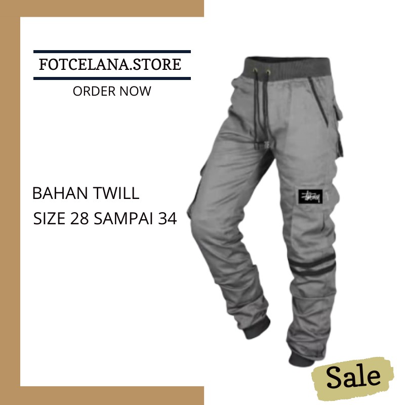  Celana  Pria  Chino CREAM BIG SI Celana  Xellano Gabardin  