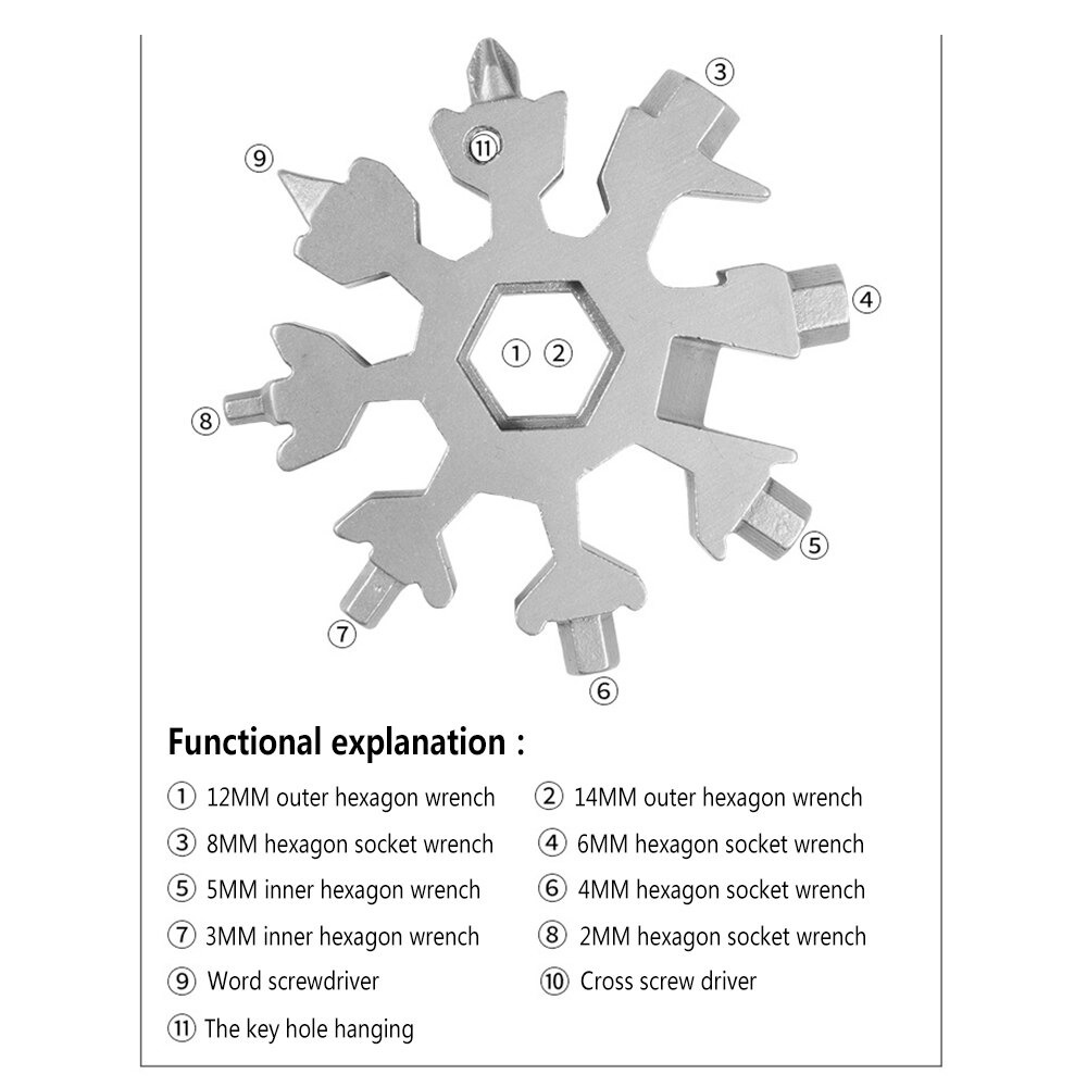 [BISA COD] Snowflakes Multi Tool Pocket Wrench Saker Tool Kunci Salju 18 IN 1