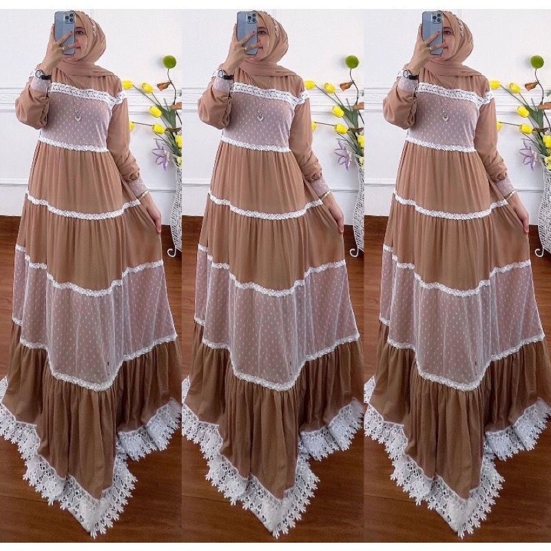 Gamis Ceruty Brukat Tile