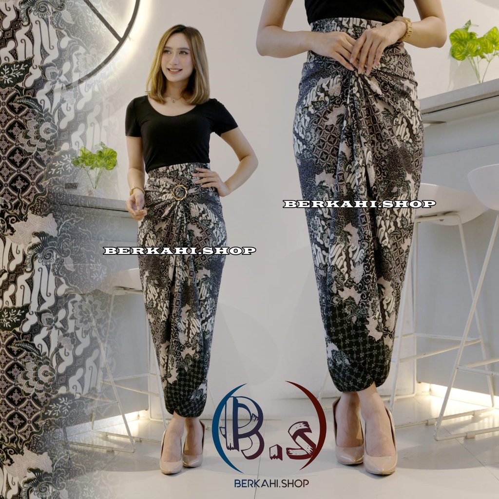 Rok Lilit Batik Bawahan Kebaya Modern Rok Serut Batik rok lilit batik kain lilit murah lilit batik modern motif bk hitam