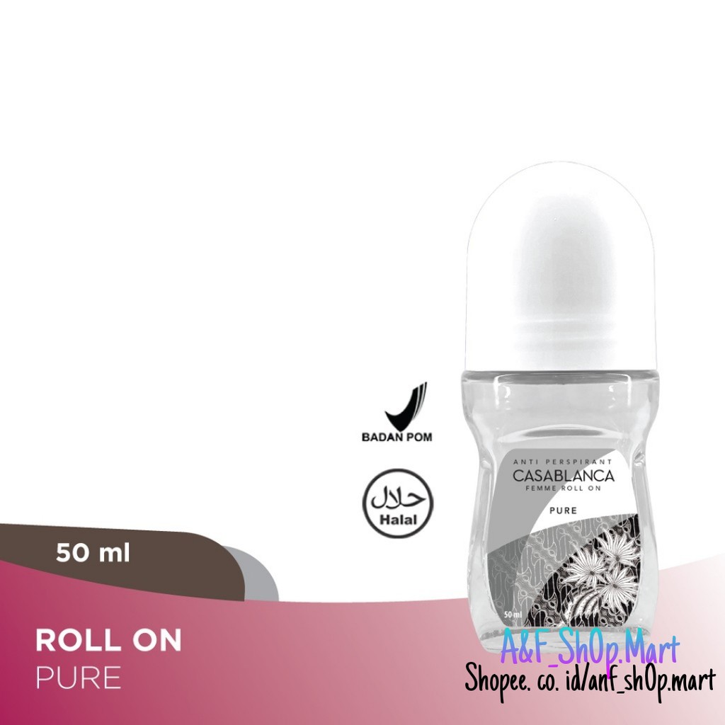 Casablanca Deodorant Roll On White Pure - 50ml [ORIGINAL]