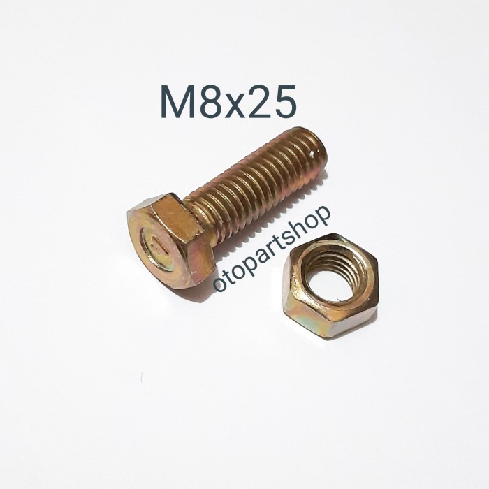 Baut Mur M8x25 ( baut 12 panjang 2,5cm )