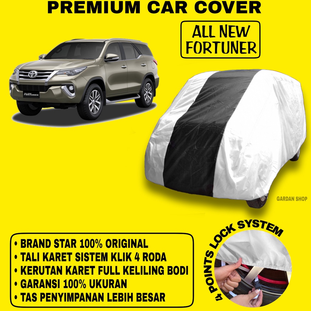 Body Cover ALL NEW FORTUNER SILVER HITAM Penutup Bodi Mobil All New Fortuner Waterproof PREMIUM