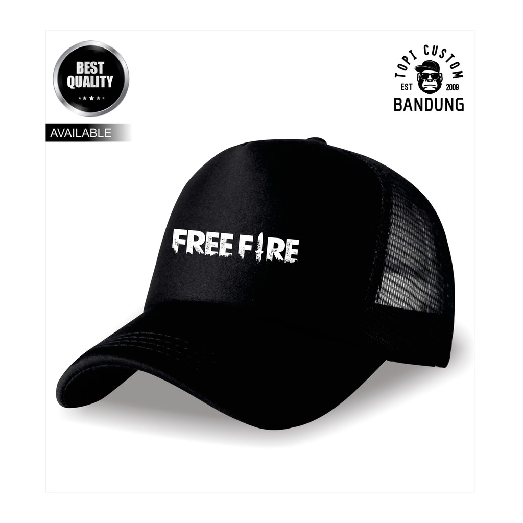 Topi Trucker Free Fire Pria Wanita Topi Jaring Jala  Free Fire Trucker Cap Bisa Tulis Nama Bisa COD Gratis Masker Original High Premium Qualit