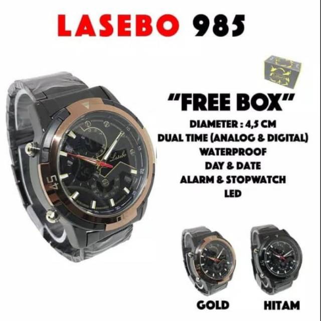 Jam tangan pria Lasebo Rantai LSB-985 Double time Original anti air