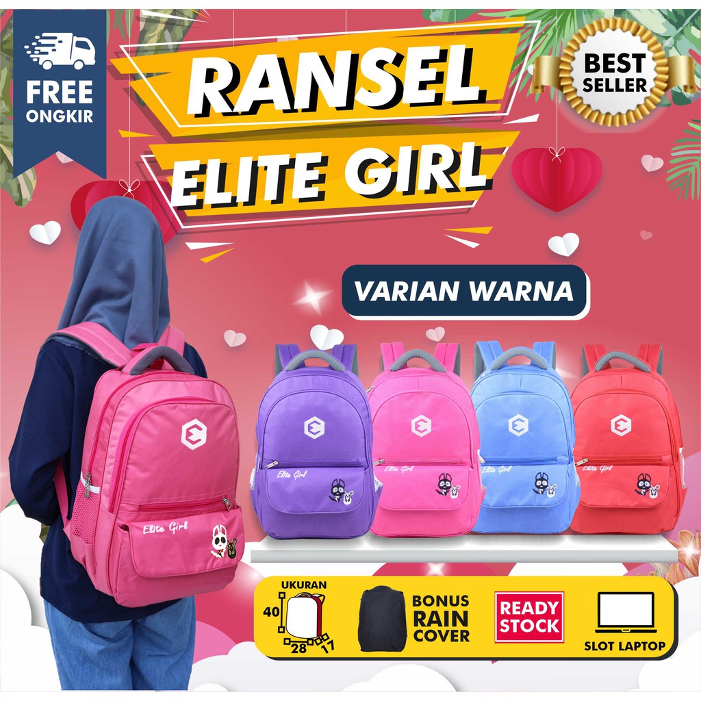 Tas Punggung Distro Elite Anak Cewek SMP SMA Ransel Gendong Perempuan Remaja Backpack Multifungsi