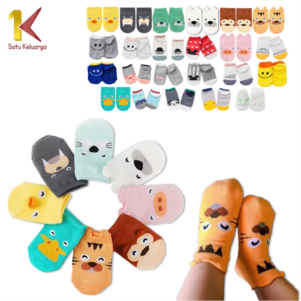 Satu Keluarga Kaos Kaki Pendek Anak Bayi P11-P14 Bahan Katun Kaus Kaki Karakter Lucu Model Korea Imp