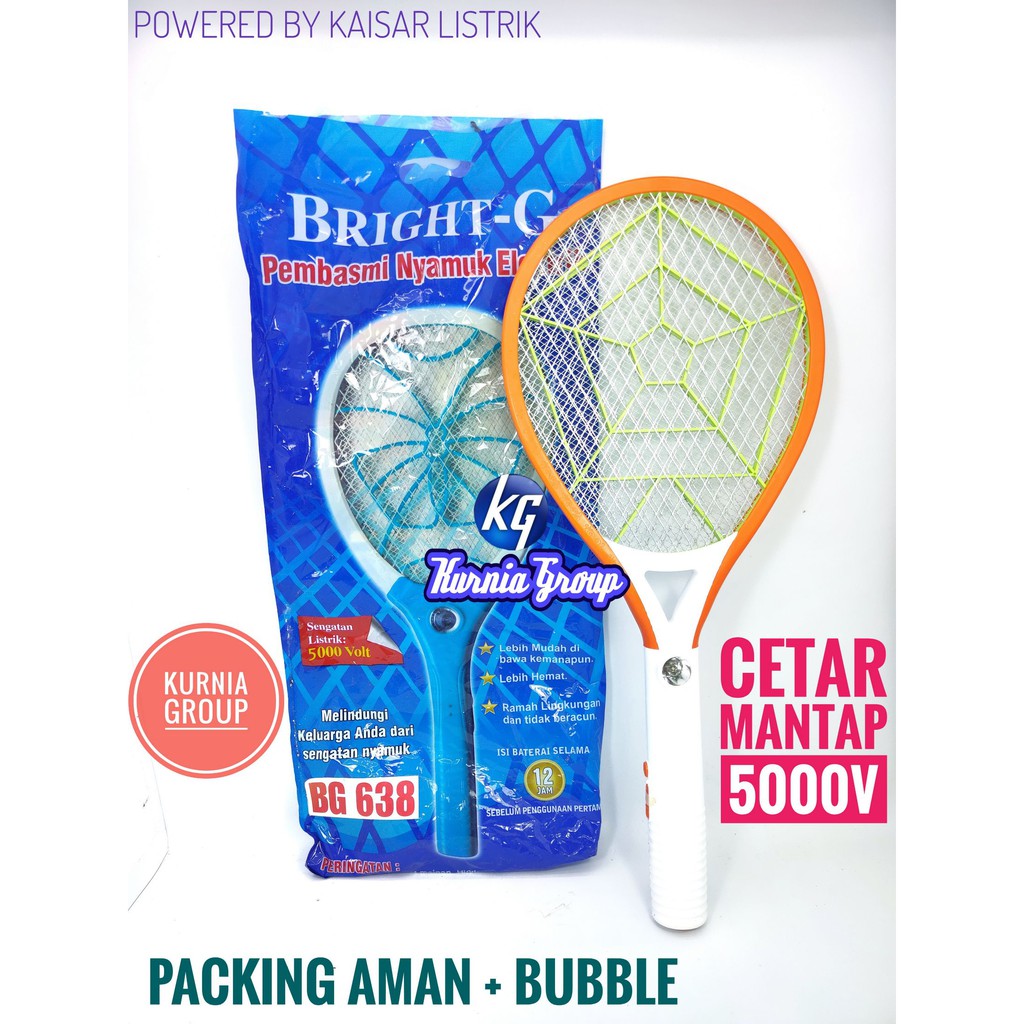 RAKET NYAMUK BRIGHT G BG 638 ALAT TEPOKAN MOSQUITO CHARGER RACKET 5000V CETAR SUPER BESAR TERMURAH