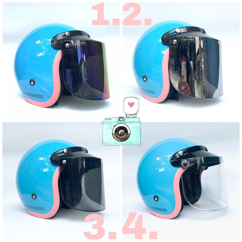 (BISA BAYAR DI TEMPAT)Helm bogo retro pria dan wanita hijab classic original sni trendy polos biru t