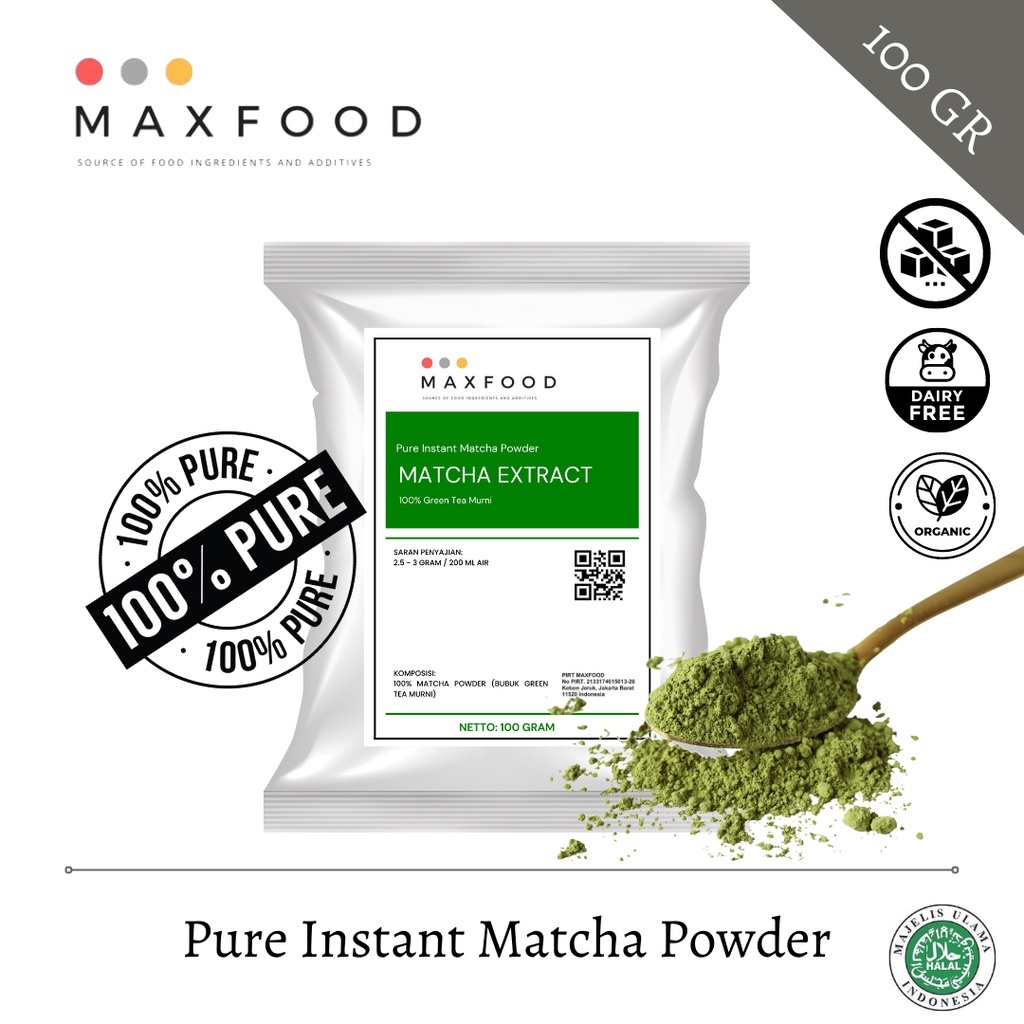 

MAXFOOD - Pure Instant Matcha Extract Powder / Bubuk Green Tea Murni 100 GR