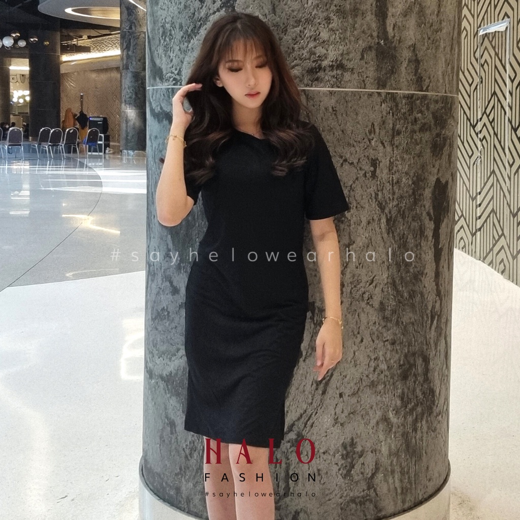 [HaloFashion] Hyolyn Sexy Tshirt Dress Basic Dress Midi Dress Elegant Dress Korean Fashion