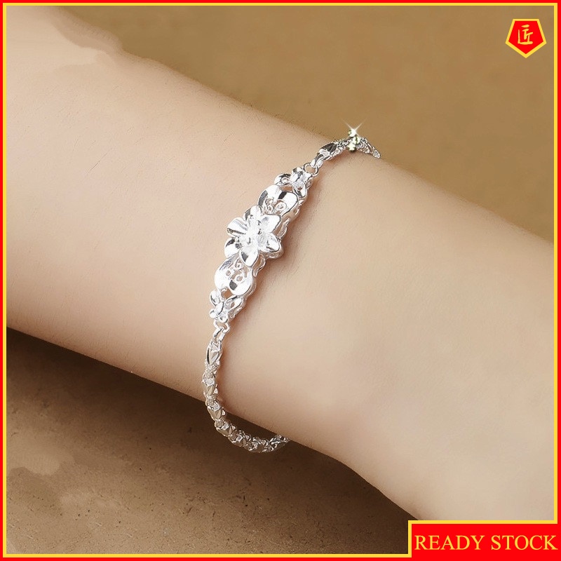 [Ready Stock]Women's Fashion Silver Bauhinia Bracelet