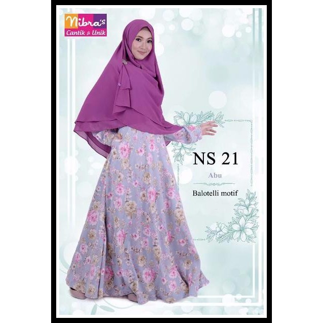 Baju Murah Nibras NS 21 Abu Baju Wanita Terbaru Gamis Syari