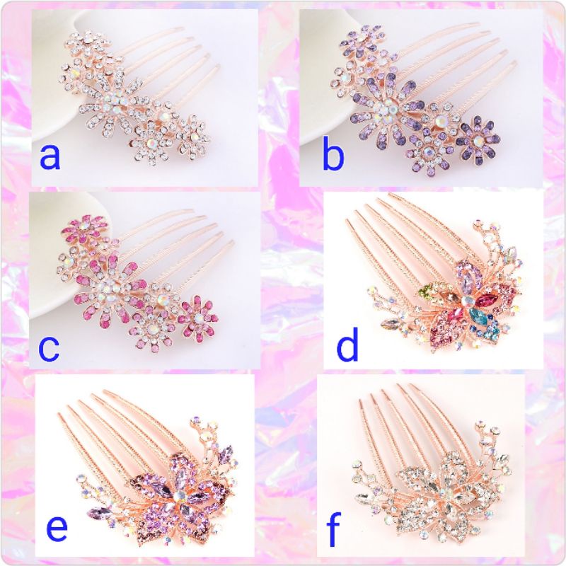 Sirkam Bunga Pesta import / sirkam bunga untuk sanggul / aksesoris rambut pesta