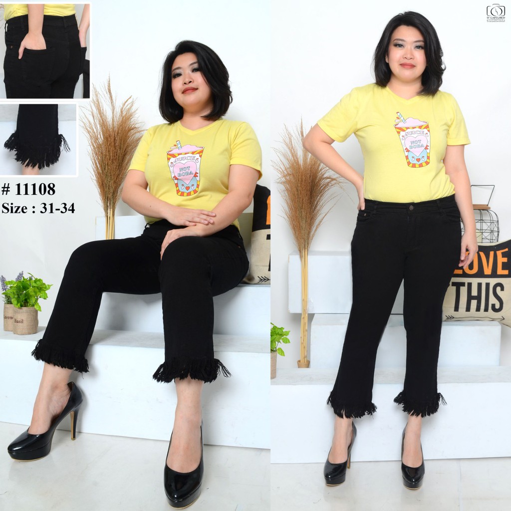 Jual AJCJEANS CELANA JEANS CEWEK WANITA 11108 CUTBRAY HITAM BLACK 7PER9 ...