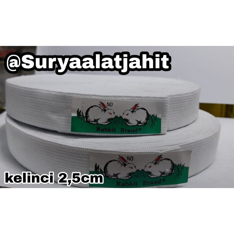 Karet Kelinci 1in (2.3cm) Putih +/-20Y =rp.13.500/1pcs