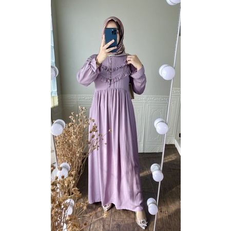 ADIBA- Sofiya Dress / Gamis Kringkle kekinian Busui Friendly Ada Size-PURPLE