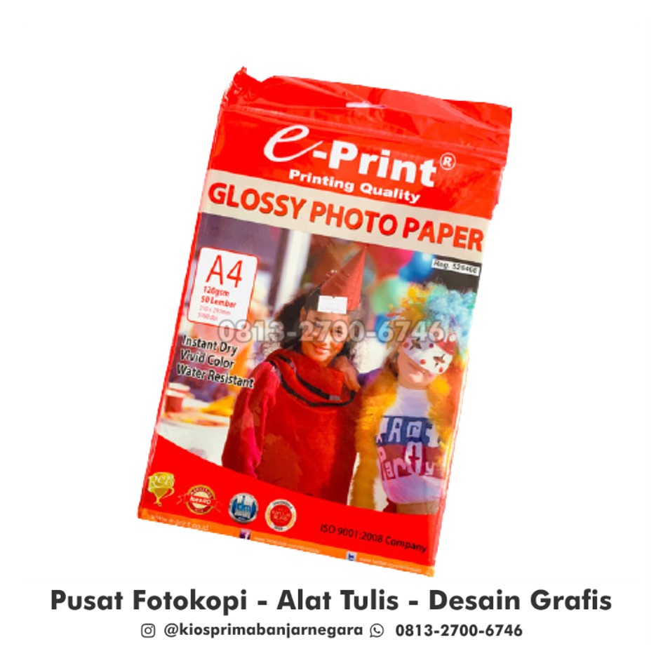 

Kertas Foto/Kertas Foto A4/Kertas Foto Glossy A4/Glossy Photo Paper/Glossy Photo Paper E-Print/Glossy Photo Paper A4/Glossy Photo Paper 120gr