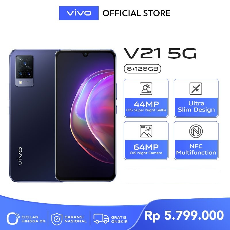 Vivo V21 5G 8/128 Ram 8GB Internal 128GB Garansi Resmi