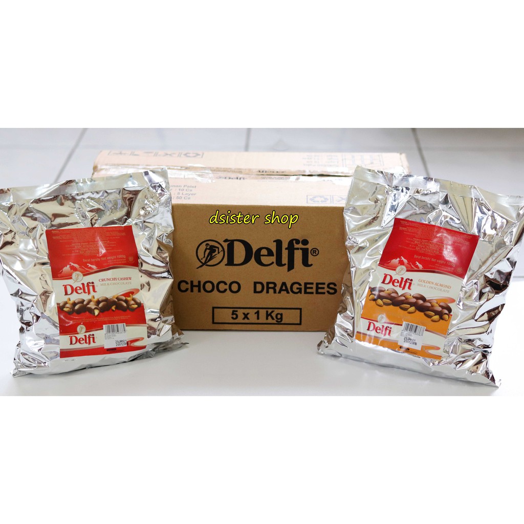 

Coklat Delfi Gold Dragees Almond dan Mede 1kg