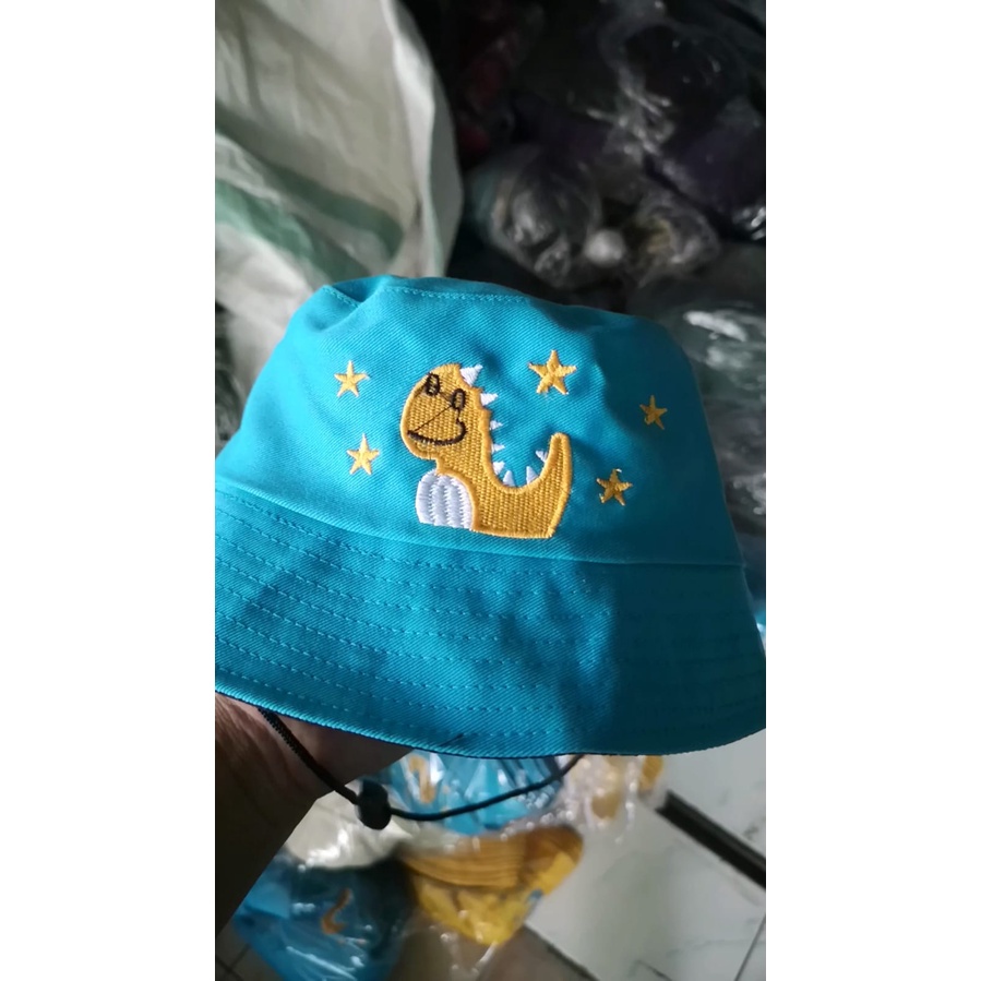 Topi Bucket Bordir Dino Bintang 3 Ada Tali/ Bucket Bordir Anak Laki Laki Perempuan