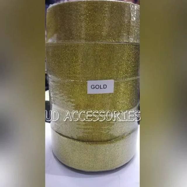 

Pita METALIK GLITER 1inch 2,5cm mas perak 25yard