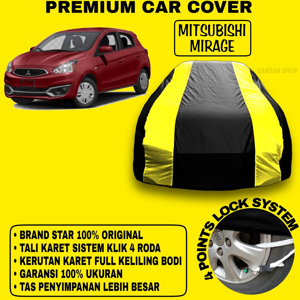 Body Cover MITSUBISHI MIRAGE Sarung Strip KUNING Penutup Pelindung Bodi Mobil Mitsubishi Mirage PREMIUM