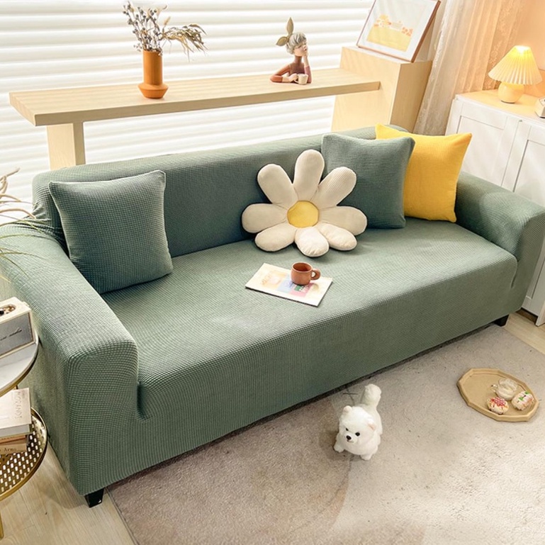 Rindu.Star Cover sofa Tebal Sarung Sofa Anti Slip Penutup Sofa Warna Solid Seater 1/2/3/4