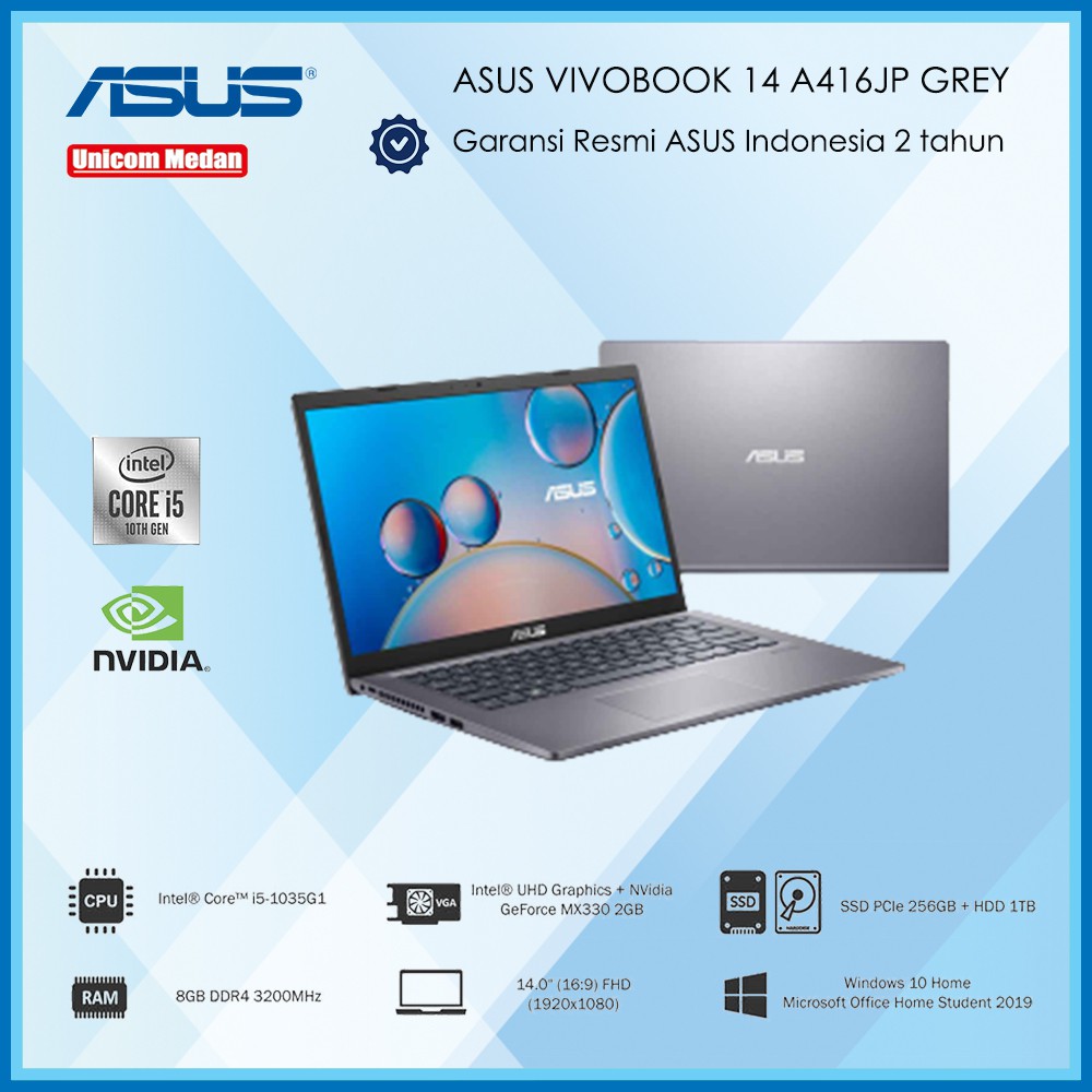 ASUS VIVOBOOK 14 A416JP [i5-1035G1|DDR4 8GB|256GB SSD+ 1TB HDD|MX330]