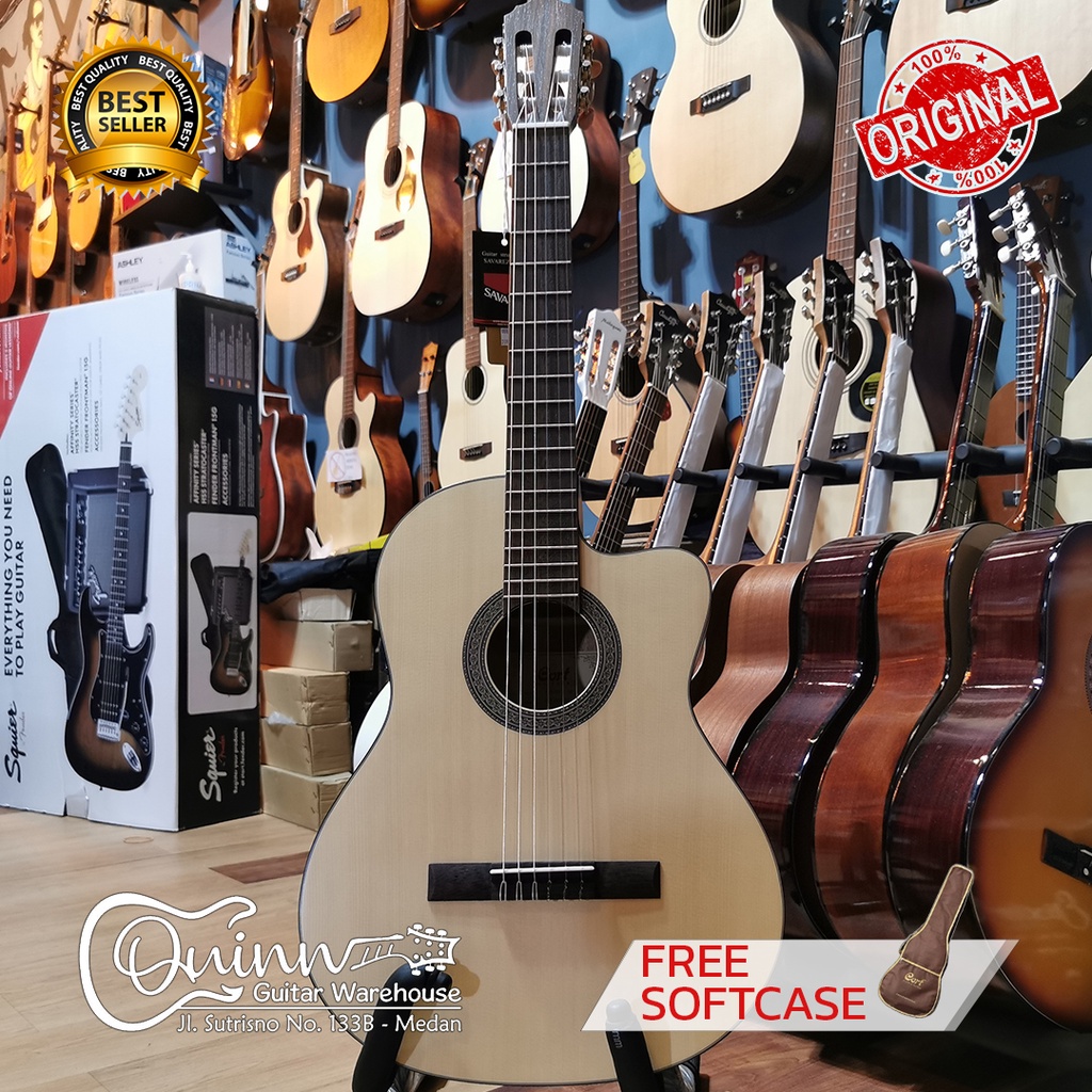 Gitar Klasik nylon CORT AC120CE Original elektrik softcase termurah