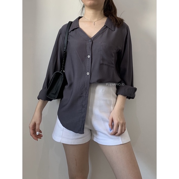 Rona Rayon Longsleeves | Kemeja wanita - kemeja rayon - atasan rayon - kemeja basic - basic shirt