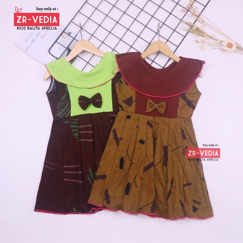 (Batik) Dress Cantika uk 3-4 Tahun / Dres Anak Perempuan Pesta Model Yukensi Cewek Motif Bunga Murah