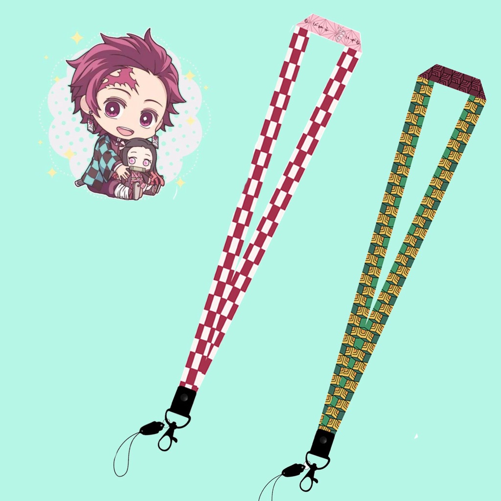 TOP Cosplay Multicolor Anime Lanyard Kimetsu Keychains Demon Slayer Hanging Anime Lanyard ID Card Holder Men Neck Strap No Yaiba Women/Multicolor