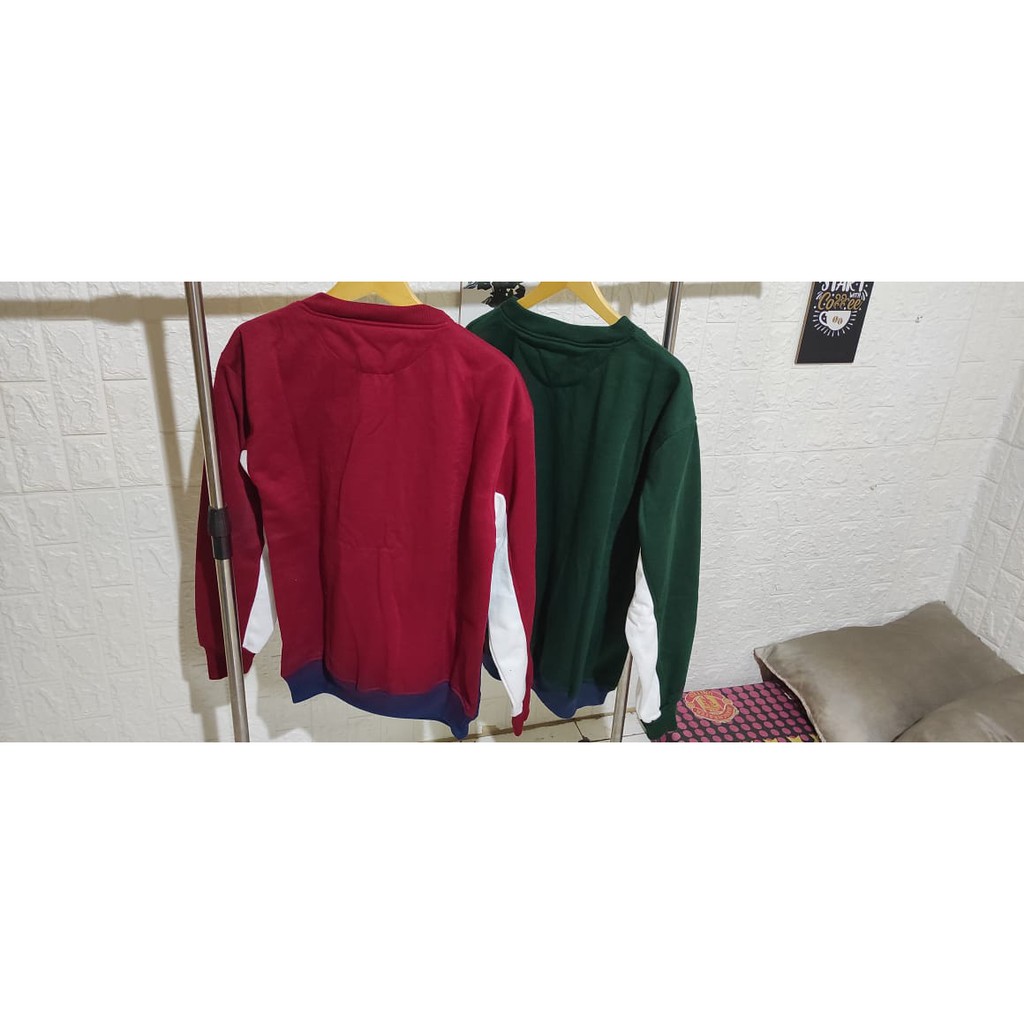 Sweater Crewneck *Pull&amp;Bear Kombnasi warna / Crewneck Pria Original motif Bordir