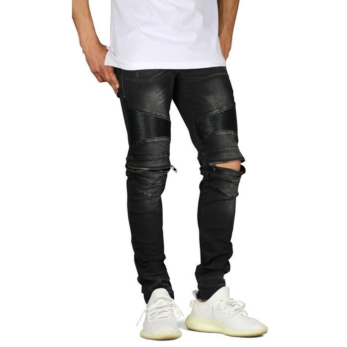 Hyperdenim Black Moto Zipper Jeans (HD031)