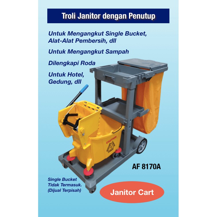 Janitor Cart with Cover - Troli dengan Tutup