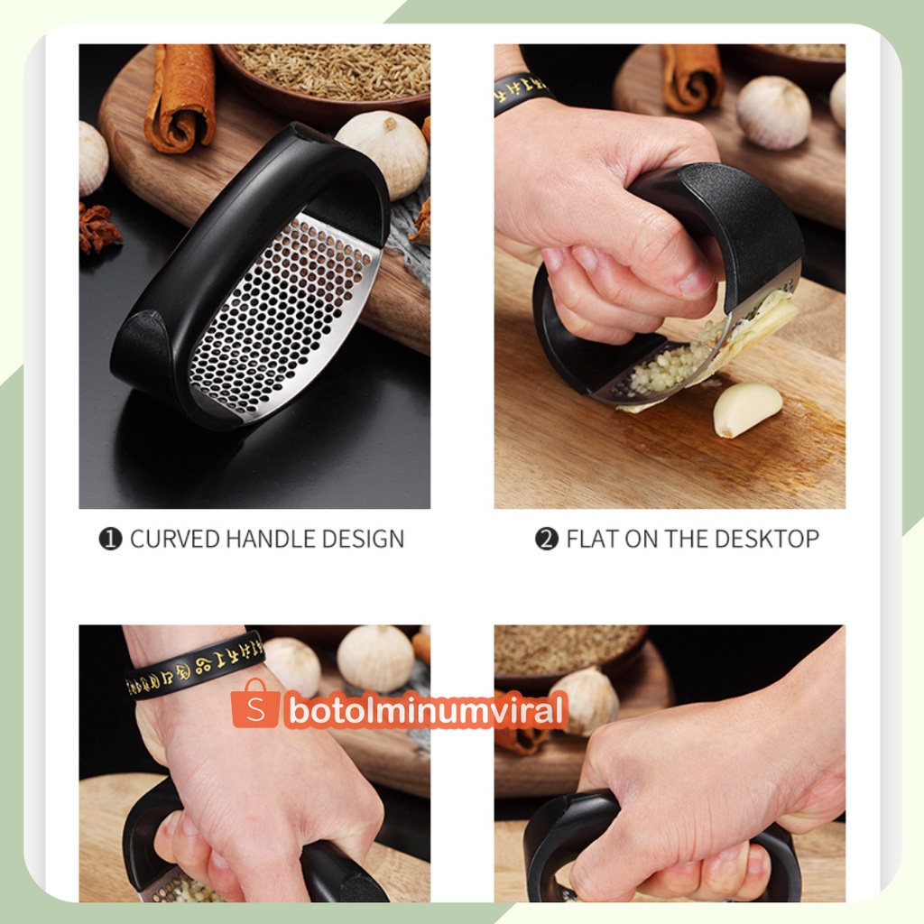 Pencacah Bawang Putih Alat Cacah Bawang Premium Garlic Press Crusher Hand Held Stainless Steel Penghancur Cincang Bawang Putih Manual Alat Cacah Bawang Putih Jahe Kunyit Bumbu Dapur Mini