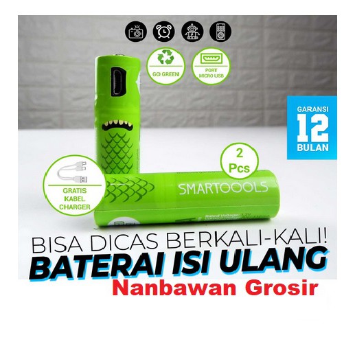 Baterai Charger USB AA Smartoools Batre Isi Ulang Micro USB / BATERAI Rechargeable