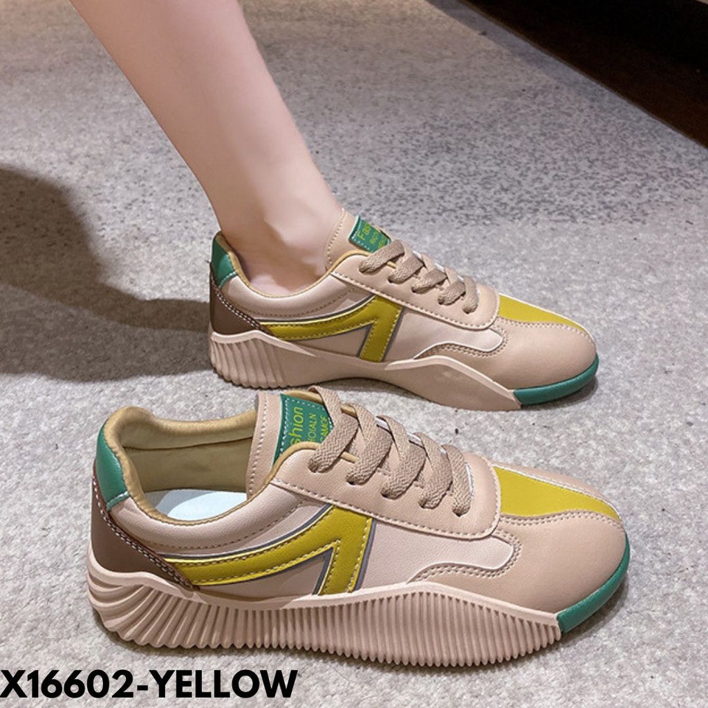 SNEAKERS WANITA VARIAN WARNA TERANG COCOK DIPAKAI FASHION SHOW CASUAL BAHAN PU IMPORT 16602