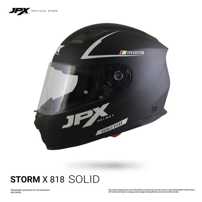 JPX Full Face Storm X818 Solid - Black Doff Silver