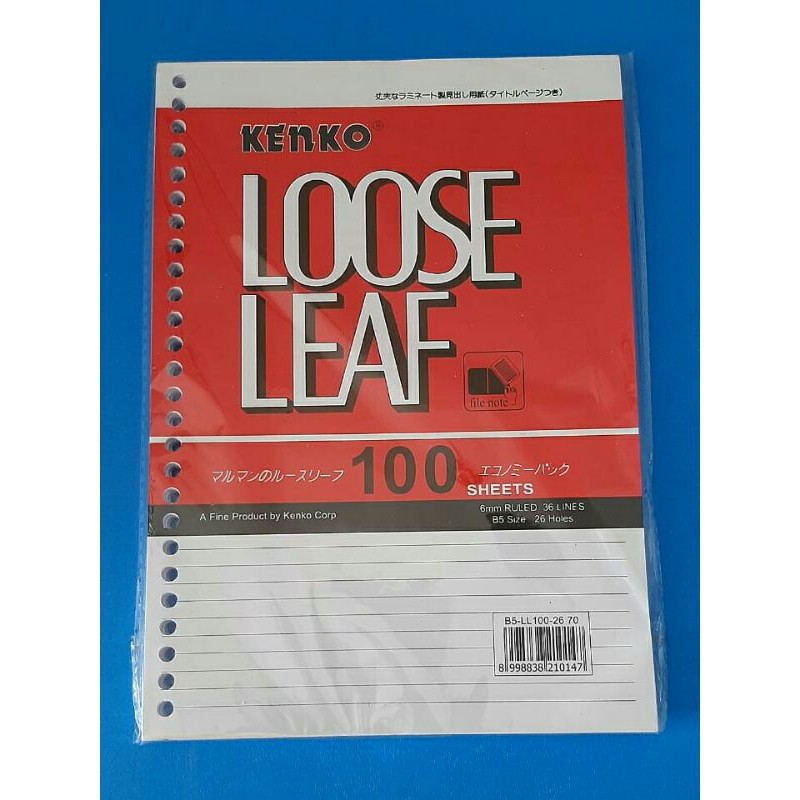 

Loose Leaf Kenko B5 isi 100 / Refill kertas bergaris