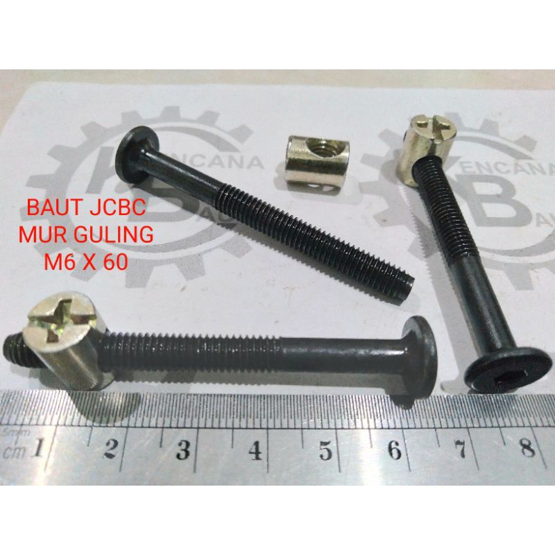 BAUT JCBC M6 X 60 + MUR GULING/ PALU / BAUT DIPAN  / FURNITURE/ KNOCKDOWN