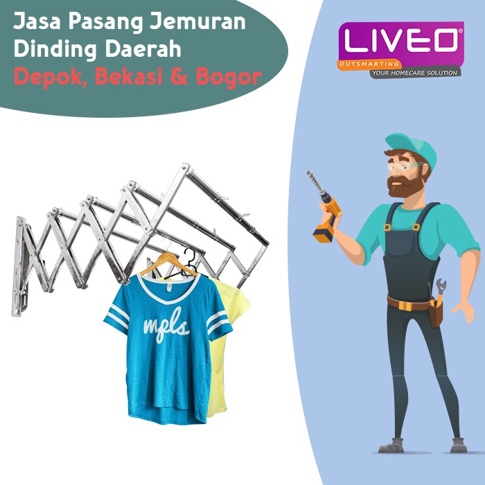 Jasa pemasangan jemuran tipe dinding daerah Depok, Bekasi &amp; Bogor kota