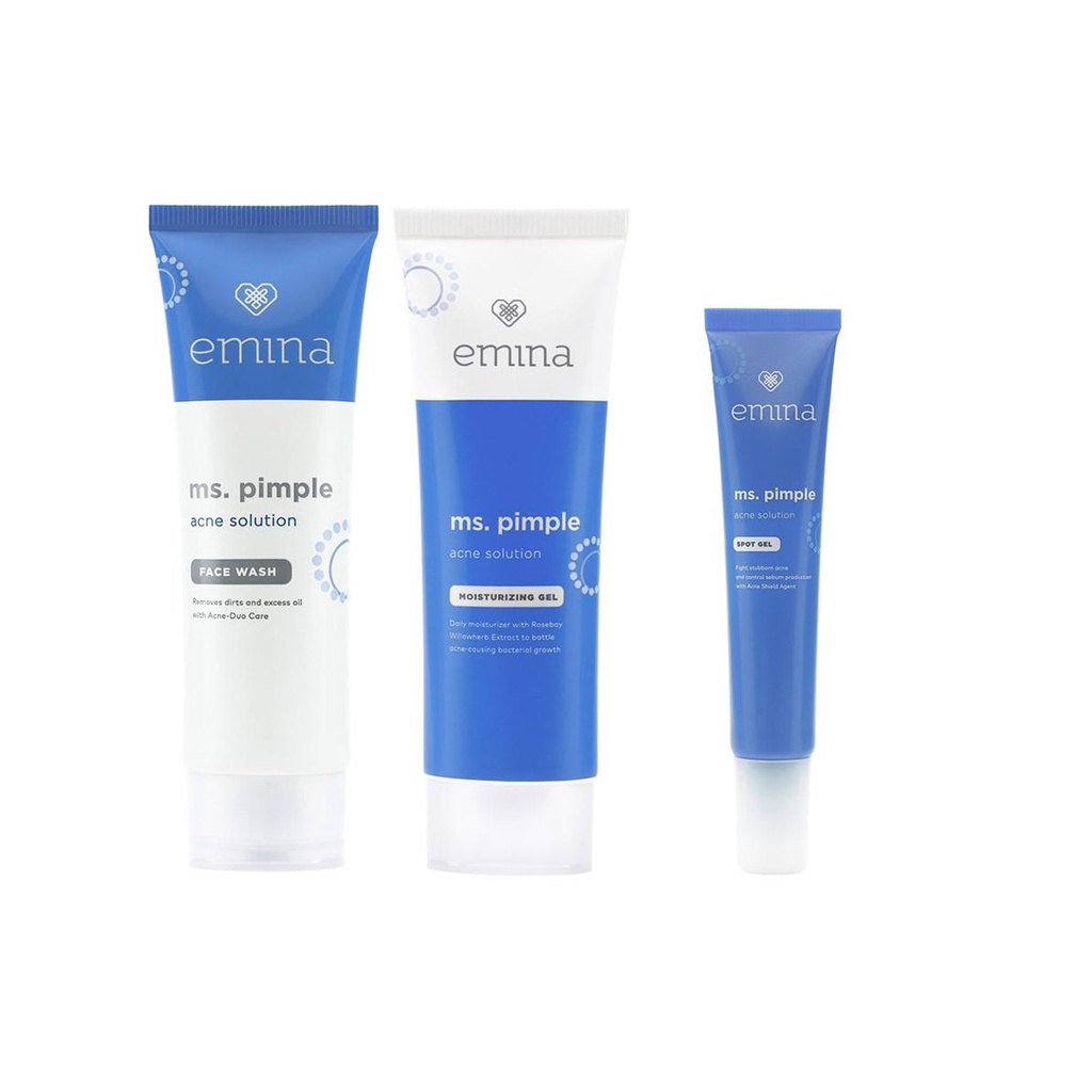 Emina Ms. Pimple Acne Face Wash 50ml + Moisturizer Gel 20ml+ Spot Gel 15ml