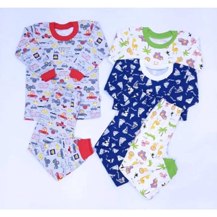 Little Queen Setelan Baju Lengan Panjang Kancing Pundak &amp; Celana Rib isi 3 pcs