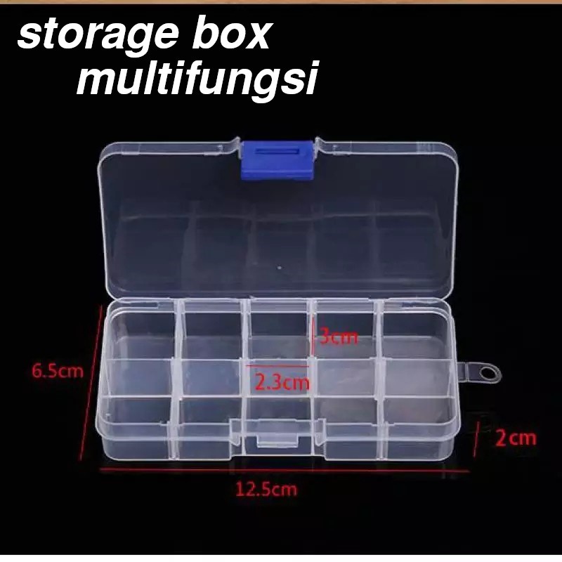 EXCLUSIVE Kotak Box Serbaguna 10 Sekat Plastik Transparan