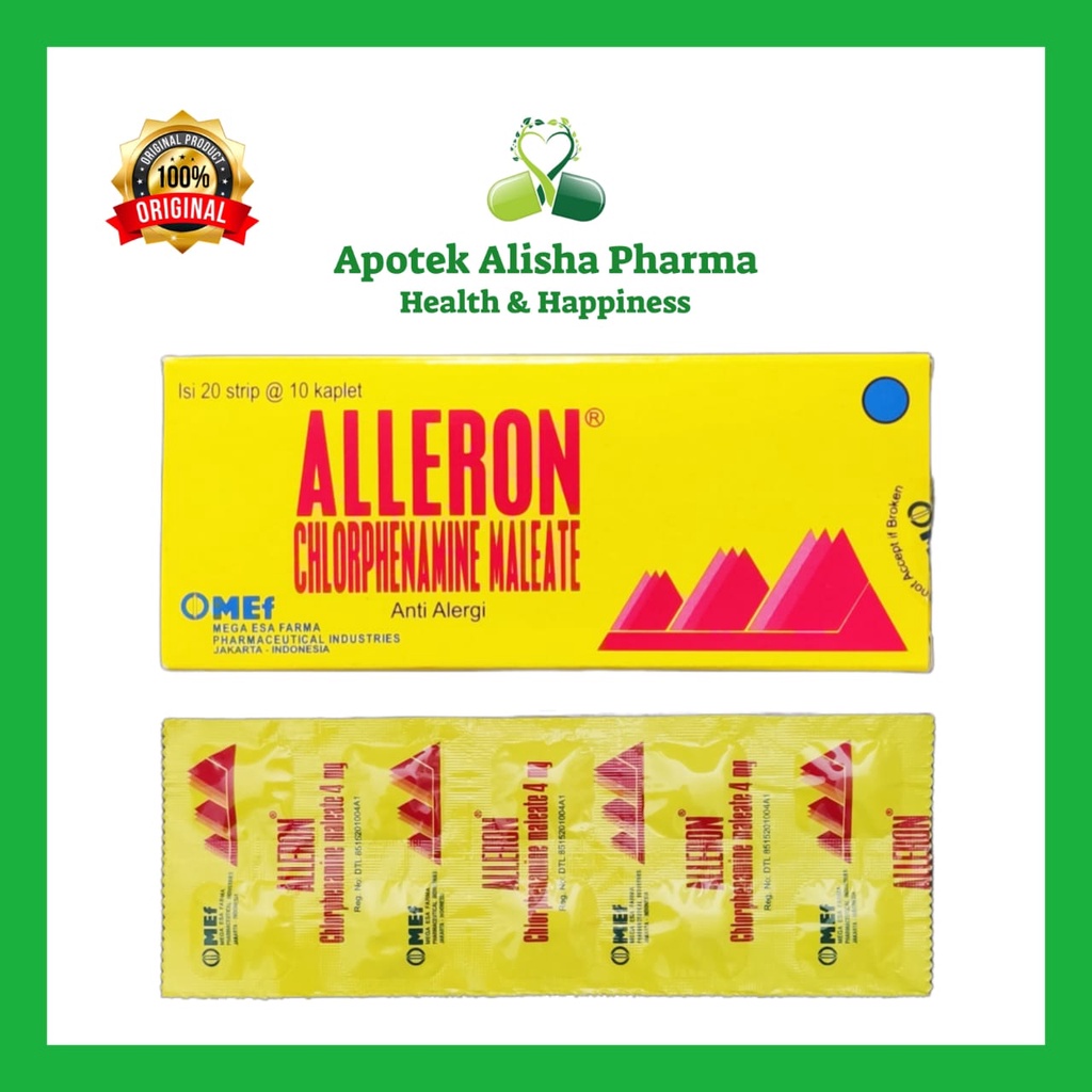 ALLERON Strip 10 Tablet - Alleron Tablet Obat Alergi Gatal Gatal Rhinitis / Aleron Tablet