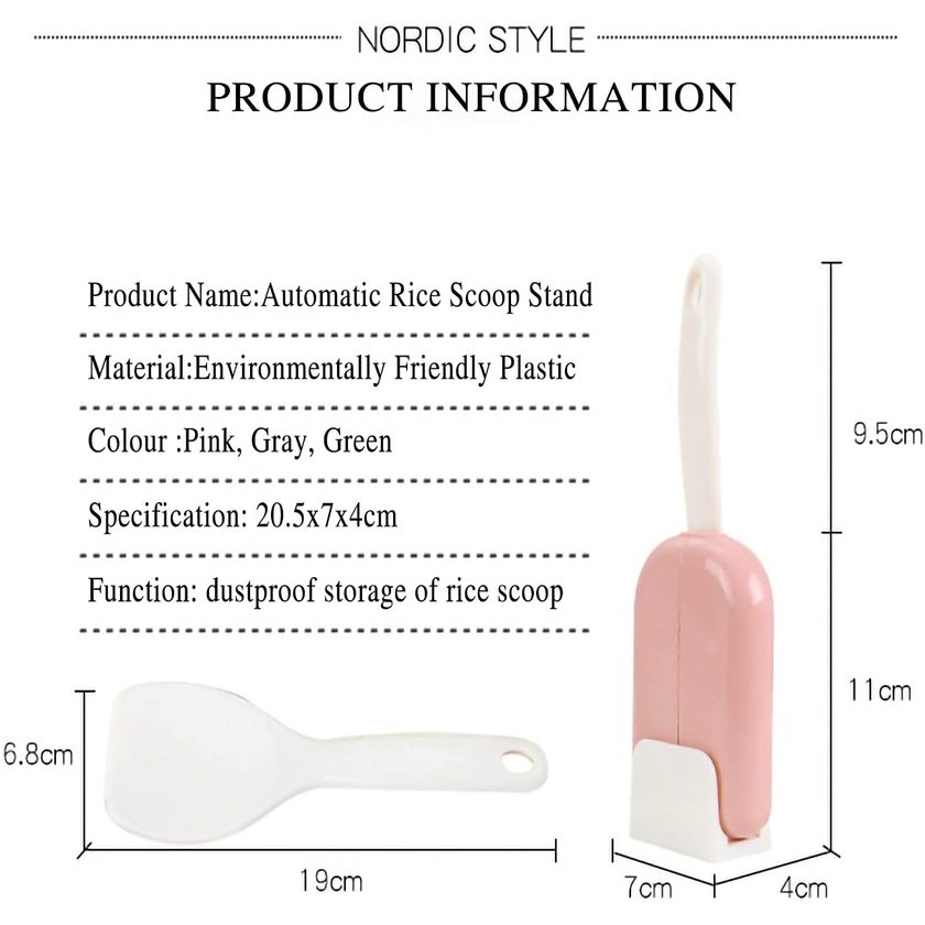 1PCS Portable Non-stick Creative Vertical Rice Spoon With Cover Automatic Opening And Closing Rice Spoon Holder For Kitchen Supplies