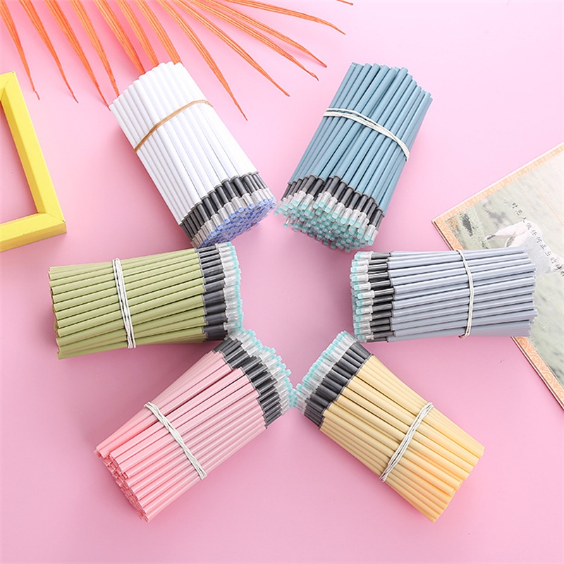 20pcs Press Macaron Color Press Pen Core 0.5m Black Press Type Gel Pen Refill for Writing Supplies